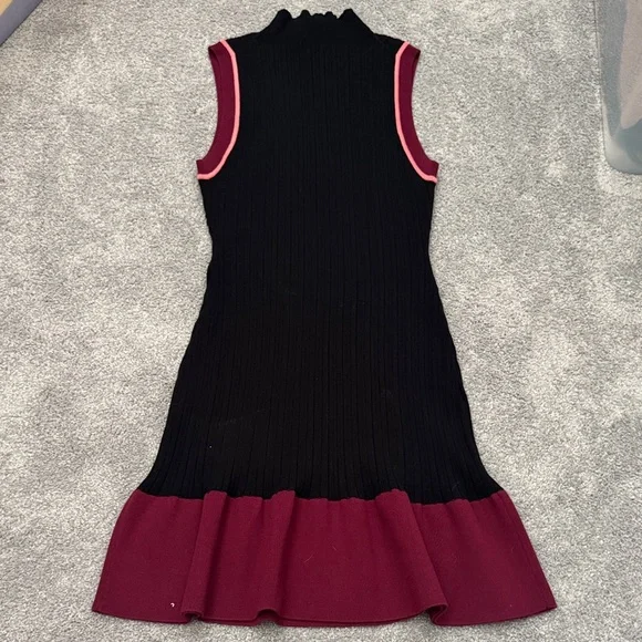 Ramy Brook Black and Maroon Sweater and Sleeveless Dress Set